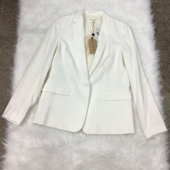 Rag & Bone Sidney Ecru White Blazer Vanilla Hourglass Blazer New Size 10 - Picture 2 of 9